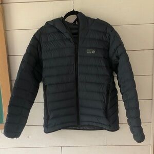 Mountain Hardwear Men's Hooded Down Puffer Jacket - Dark Blue